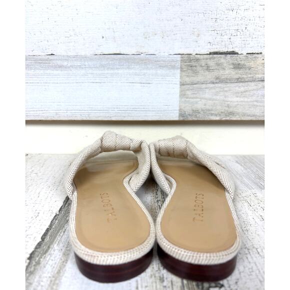 Talbots Women’s 7 Tan Violet Knot Slides Textile Leather Slip-On Open Toe Sandal - Picture 4 of 8